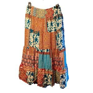 Calessa patchwork floral skirt knee length size xl